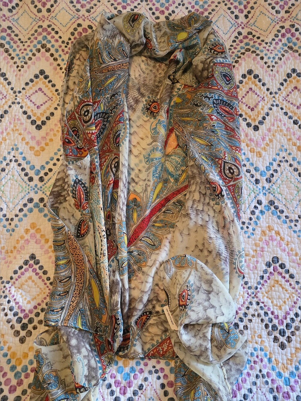 Accents by Lavello Convertible Scarf Vest Multicolored 100% Polyester Sheer
